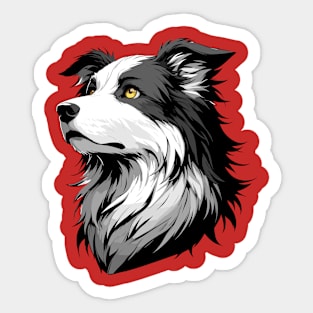 Stunning and Cool Bearded Collie Monochrome and Gold Portrait for Father's Day Sticker